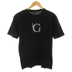 Tシャツ カットソー クルーネック 半袖 ロゴ刺繍 L 紺 ネイビー /YT