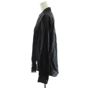 robe de chambre COMME des GARCONS AD2002 シャツ ブラウス 長袖 ストライプ柄 ラウンドカラー M 黒 ブラック RG-B011 /AN24
