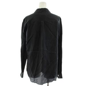 robe de chambre COMME des GARCONS AD2002 シャツ ブラウス 長袖 ストライプ柄 ラウンドカラー M 黒 ブラック RG-B011 /AN24