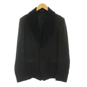 ニット テーラードジャケット アウター 48 黒 ブラック グレー ショールカラー 長袖 /YM