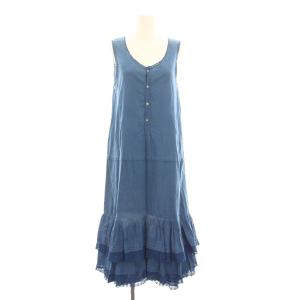 ワンピース ノースリーブ ロング 0 青 ブルー レース フリル 8-03-5031 /YM