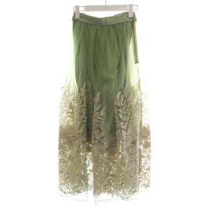LULA TULLE EMBROIDERY SKIRT チュールスカート フレアスカート ロング S 緑
