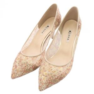 ミュシャプリントシシュウチュール パンプス ポインテッドトゥ 24.5cm ベージュ U17272 /TK