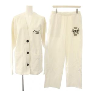 26SS PEAS セットアップ カーディガン スウェットパンツ イージーパンツ ロゴ F 白 ホワイト