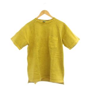 Tシャツ M 黄 無地 クルーネック 半袖 胸ポケット /JP