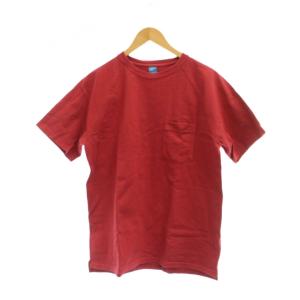 Tシャツ L 赤 無地 クルーネック 半袖 胸ポケット /JP