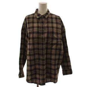 25AW CHECKオーバーサイズシャツ カジュアルシャツ F 茶 ブラウン チェック柄 長袖 /RR