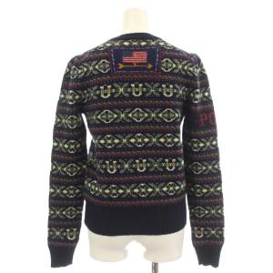 POLO RALPH LAUREN ニット カシミヤ混 長袖 総柄 セーター XS ネイビー 紺 211763861001 /G