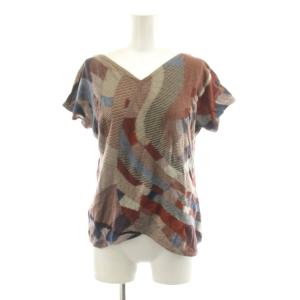 カットソー Tシャツ 半袖 切替 総柄 M マルチボーダー J0122UB526 /KU