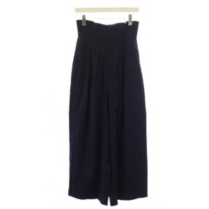 ハイウェストワイドパンツ ジップフライ リネン 36 ネイビー 300BS131-2850 /BM