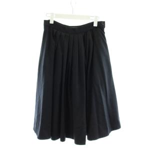 14AW フレアスカート ひざ丈 タック ウール 2 紺 ネイビー 578-232417 /AN20