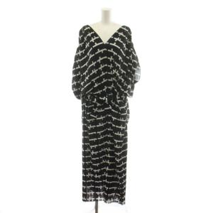 Jelly Pliss? Dress プリーツワンピース フレア ロング マキシ フレンチスリーブ 総柄