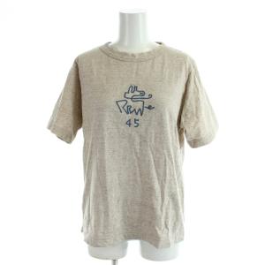 Tシャツ ベージュ 刺繍 半袖 /AP