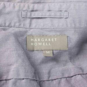 MARGARET HOWELL シャツ 麻 リネン M 紫 パープル 長袖 胸ポケット 579-150212 /AP