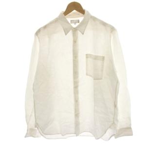 カジュアルシャツ 麻 リネン 長袖 M 白 ホワイト 579-150014 /HN