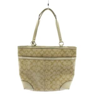 COACH シグネチャー トートバッグ ショルダーバッグ レザー PVC ベージュ ピンク F14477 /AN64