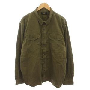 ラルフローレン ガーメント染めヘリンボーンツイルワークシャツ XXL カーキ