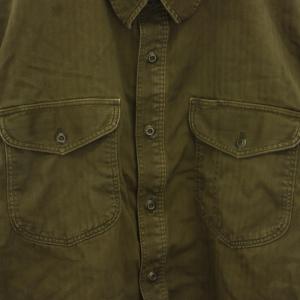 RRL ラルフローレン ガーメント染めヘリンボーンツイルワークシャツ XXL カーキ