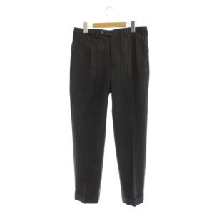 パンツ ウール グレー ストライプ柄 クロップド丈 スラックス /JP