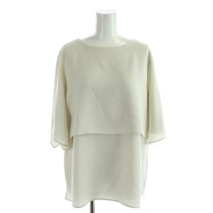 25SS ストレッチジョーゼット ケープデザイン カットソー シャツ ブラウス 38 ベージュ 無地 ラウンドネック