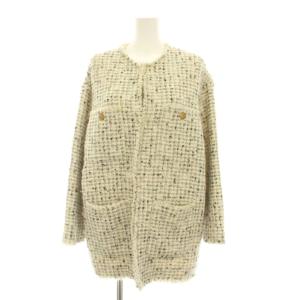 22AW GIOLICAツイード BIGジャケット ノーカラー アウター ナチュラル グレー 22010370000030