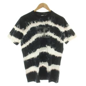 Tシャツ XS 170/88A 黒 ブラック 白 ホワイト タイダイ柄 半袖 クルーネック /DU