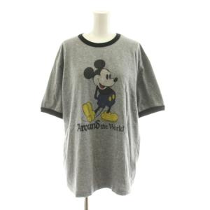 Disney TEE MICKEY RINGER TEE Tシャツ カットソー 半袖 ミッキー プリント