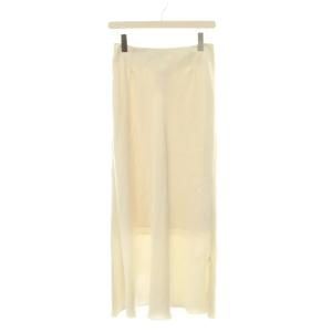 23SS ダブルサテンスカート ロング 38 白 ホワイト スリット入り /YM