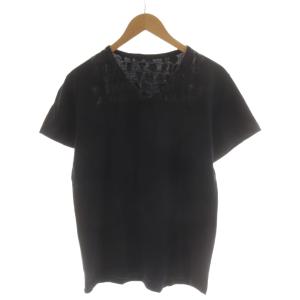 Tシャツ カットソー 半袖 Vネック ロゴ M 黒 ブラック /AN68