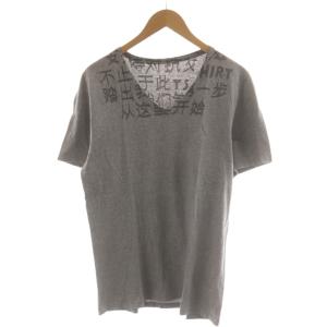 Tシャツ カットソー 半袖 Vネック ロゴ M グレー /AN67