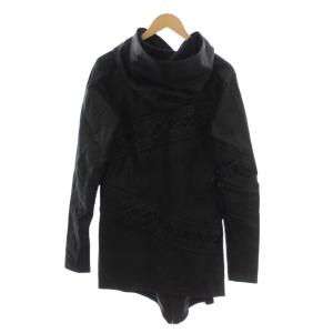 CIVARIZE レザーコート 46 黒 ブラック フード アシンメトリージップ 長袖 /LP