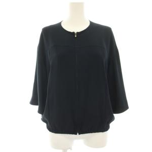 24SS FLOW PRIMIE シャツジャケット ジップアップ 五分袖 38 紺 ネイビー 03-4204114-895-038