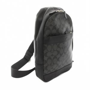 COACH ボディバッグ クロスボディー シグネチャー 総柄 レザー 黒 ブラック グレー F54787 /YT