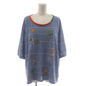 カットソー Tシャツ 40 水色 ライトブルー 半袖 総柄 12122608 /RR