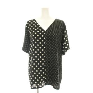 Tシャツ カットソー XL 黒 ブラック ドット Vネック 半袖 KKPMBM0292 /YM