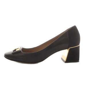 TORY BURCH パンプス チャンキーヒール スエード レザー 9 黒 ブラック /AN61
