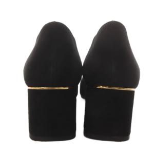 TORY BURCH パンプス チャンキーヒール スエード レザー 9 黒 ブラック /AN61