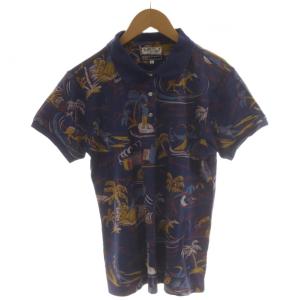 BEAMS GOLF ポロシャツ 半袖 総柄 L 紺 ネイビー /AN55