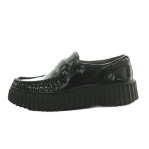 Clarks クラークス-厚底ローファー エナメル US8 UK5.5 24.5-25.0cm 黒