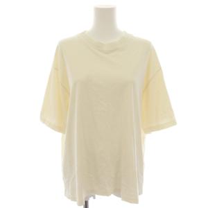Tシャツ カットソー クルーネック 半袖 バックに逆さまのロゴ ダメージ加工 L ユーズドホワイト 白