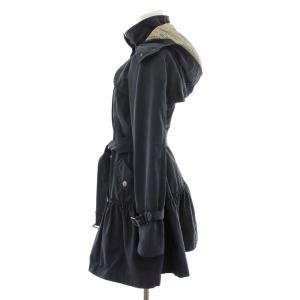 BURBERRY BLUE LABEL トレンチコート アウター フード ベルト 裏地チェック柄 38 紺 ネイビー E1A20-536-29