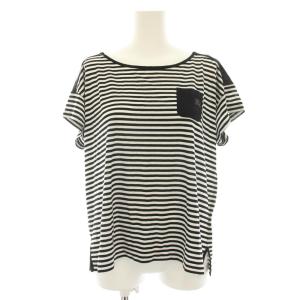 タグ付き カットソー Tシャツ 半袖 ボーダー柄 38 黒 ブラック 白 ホワイト E1P34-161-09