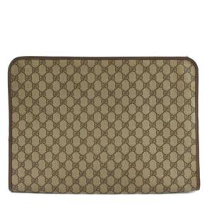 GUCCI オールド GG セカンドバッグ クラッチバッグ レザー べージュ 茶 ブラウン /AN16 OH