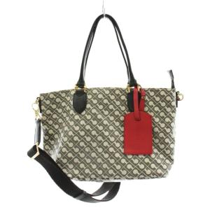 × レリアン Leilian ハンドバッグ ショルダーバッグ 2way 総柄 ナイロン グレー /AN8