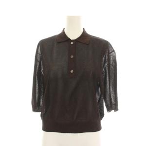 EX FINE GLOSSY YARN POLO ポロシャツ 38 茶色 ブラウン ラメ 半袖 125539081