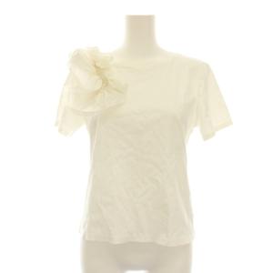 22AW アシメフリルカットソー Tシャツ 半袖 36 白 ホワイト ラウンドネック CWCT224033
