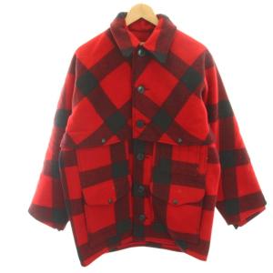 ダブルマッキーノ クルーザージャケット ウール チェック 38 レッド ブラック