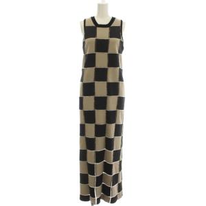 24SS ノースリーブ ニット ワンピース ロング M 黒 ベージュ 01410521060 /G