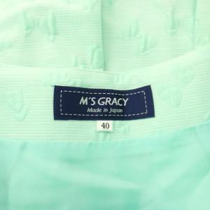 M'S GRACY フレアスカート ひざ丈 タック リボンモチーフ 40 ミントグリーン TD-727313 /KU 35