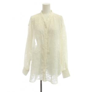 25SS カットジャガードシャツ ブラウス F 白 バンドカラー 長袖 /JP5